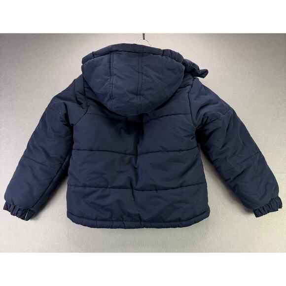 London Fog Kids’ Navy Blue Puffer Jacket with Faux Shearling Hood Size S/8 - Picture 2 of 12